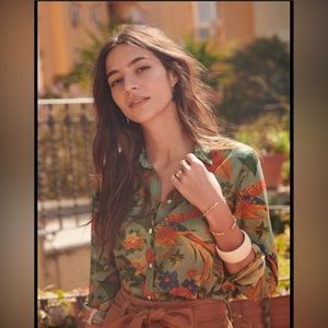 Sezane Pierro Shirt Bird Print Floral